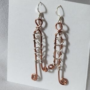 Handmade Copper and Silver Wire Earrings